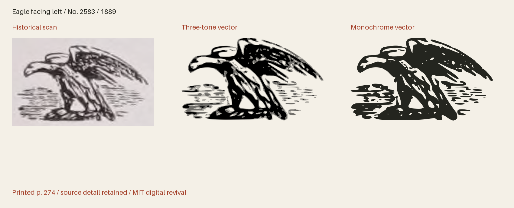 Historical scan beside the three-tone and monochrome vector revivals