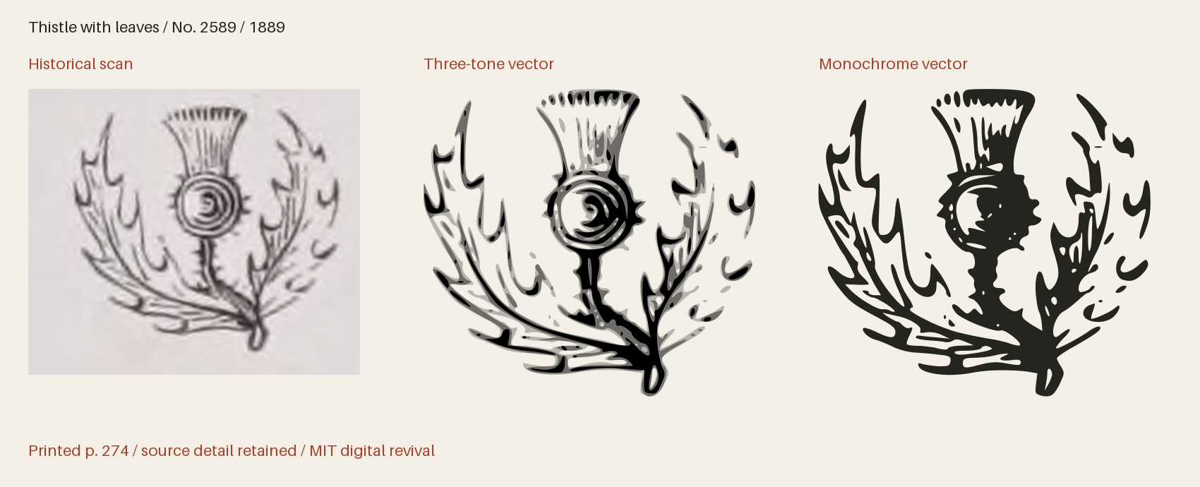 Historical scan beside the three-tone and monochrome vector revivals