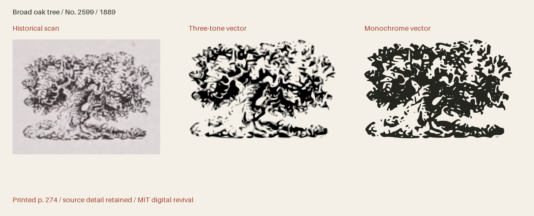 Historical scan beside the three-tone and monochrome vector revivals