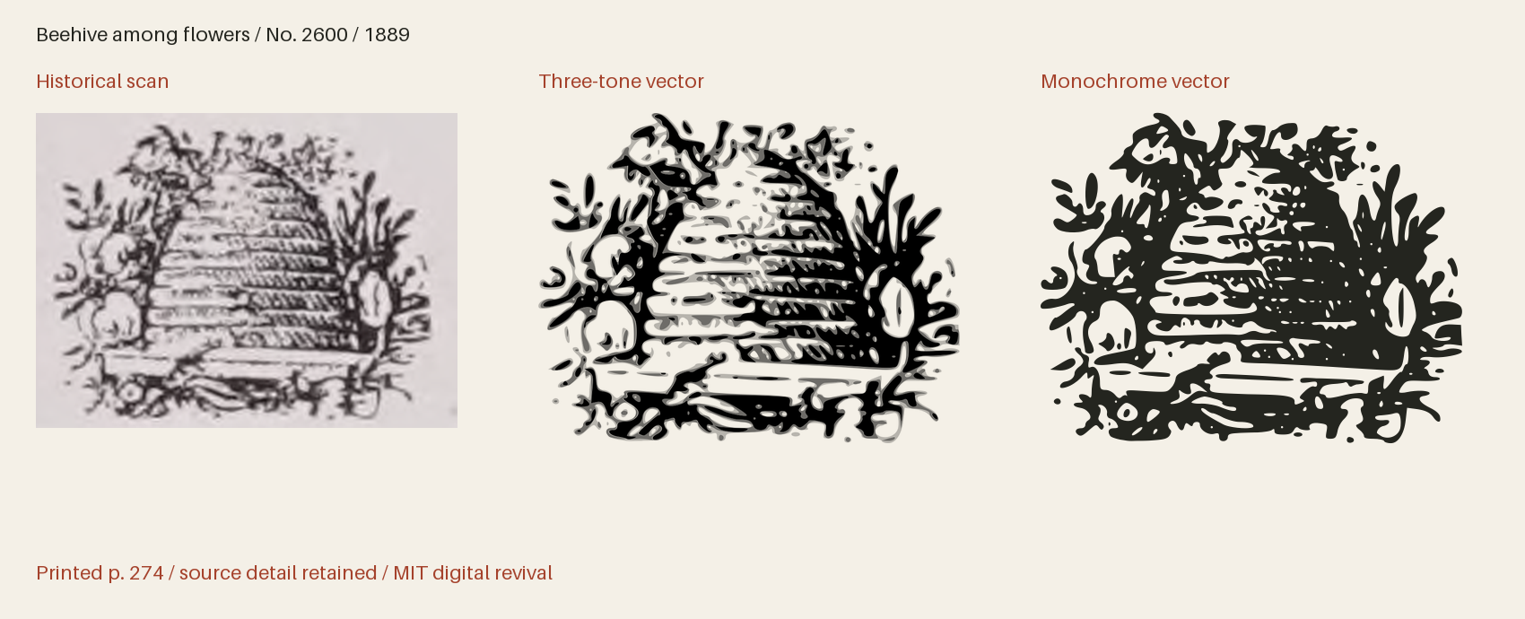 Historical scan beside the three-tone and monochrome vector revivals