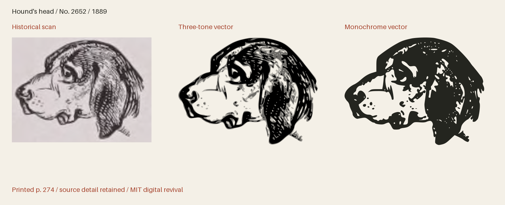 Historical scan beside the three-tone and monochrome vector revivals