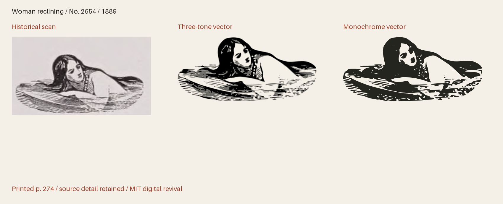 Historical scan beside the three-tone and monochrome vector revivals