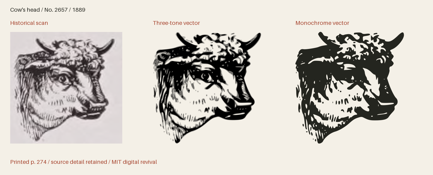 Historical scan beside the three-tone and monochrome vector revivals