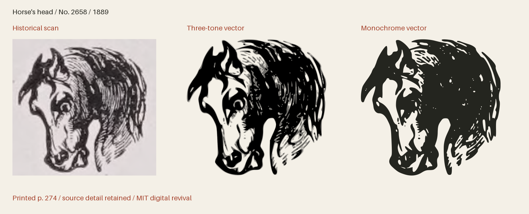 Historical scan beside the three-tone and monochrome vector revivals