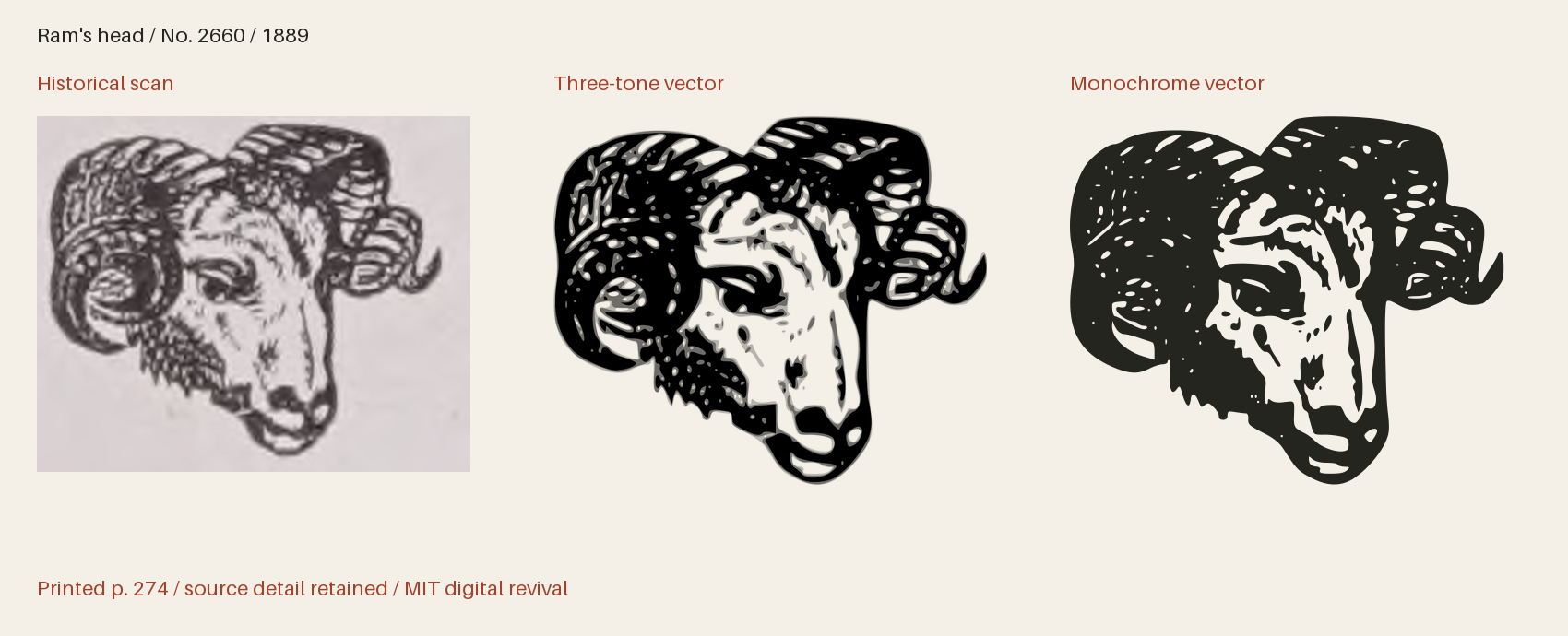 Historical scan beside the three-tone and monochrome vector revivals