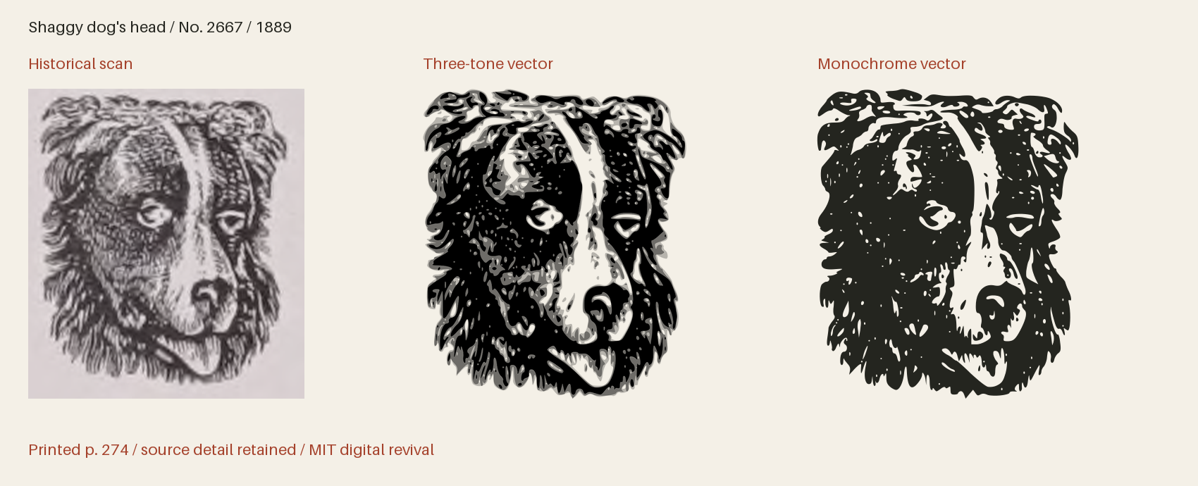 Historical scan beside the three-tone and monochrome vector revivals