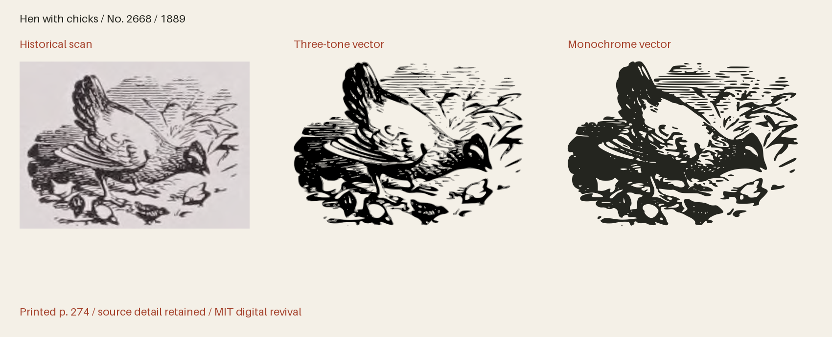 Historical scan beside the three-tone and monochrome vector revivals