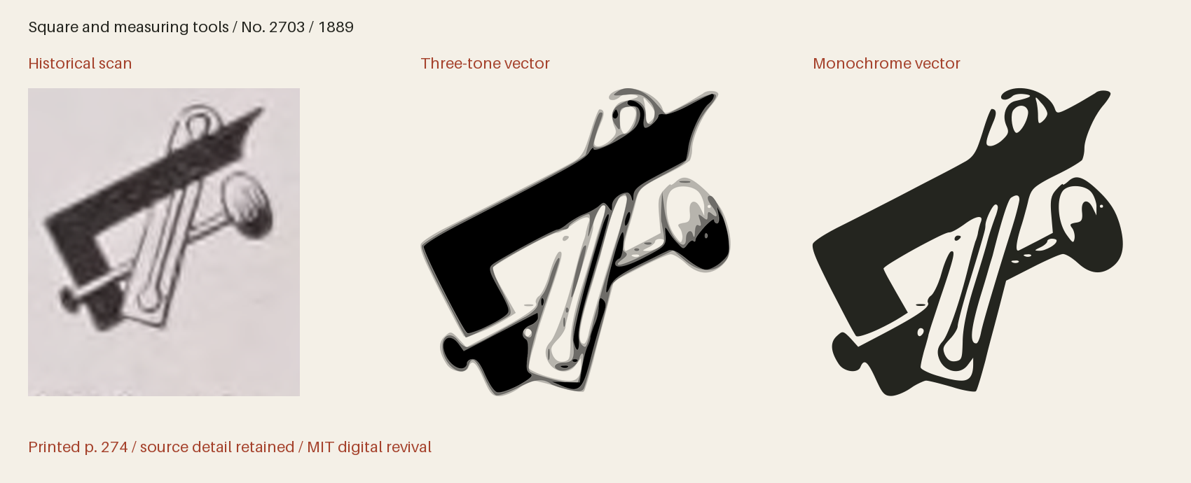 Historical scan beside the three-tone and monochrome vector revivals