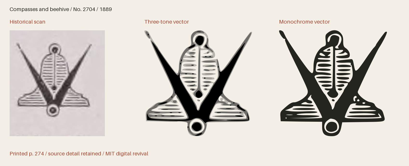 Historical scan beside the three-tone and monochrome vector revivals