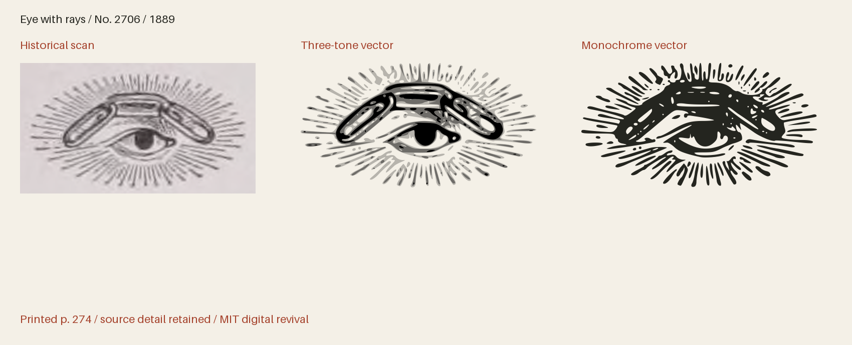 Historical scan beside the three-tone and monochrome vector revivals