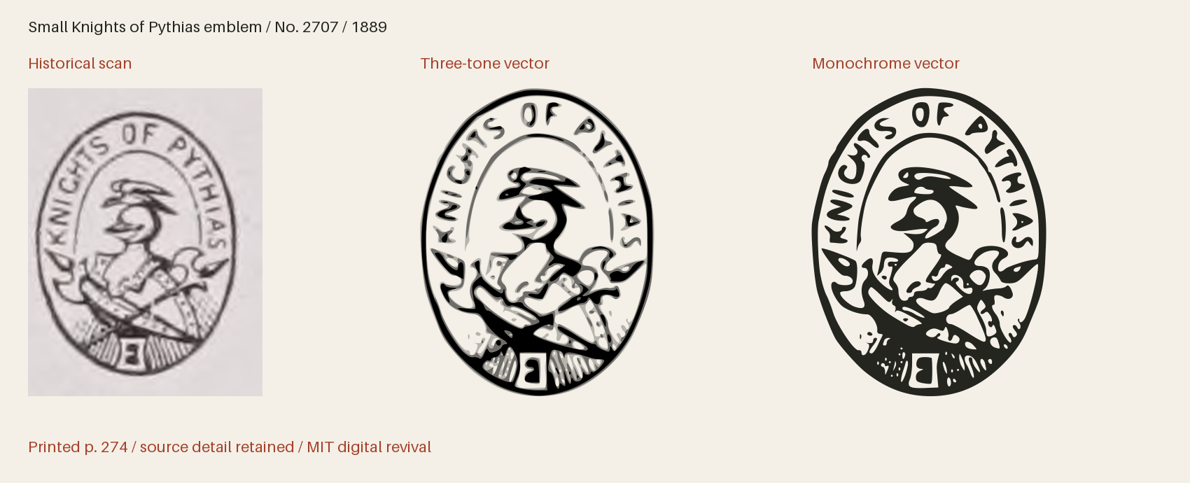 Historical scan beside the three-tone and monochrome vector revivals
