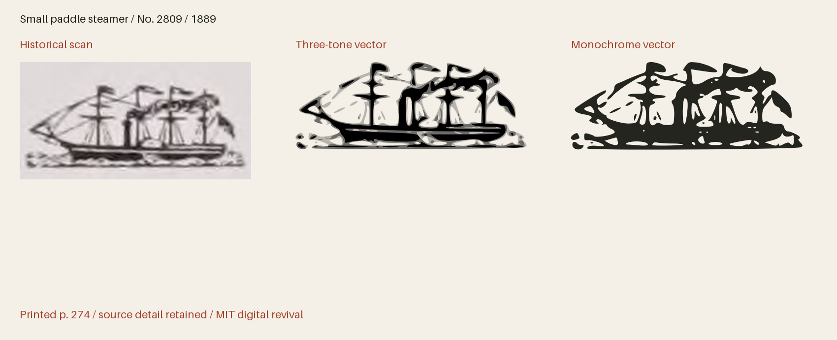 Historical scan beside the three-tone and monochrome vector revivals