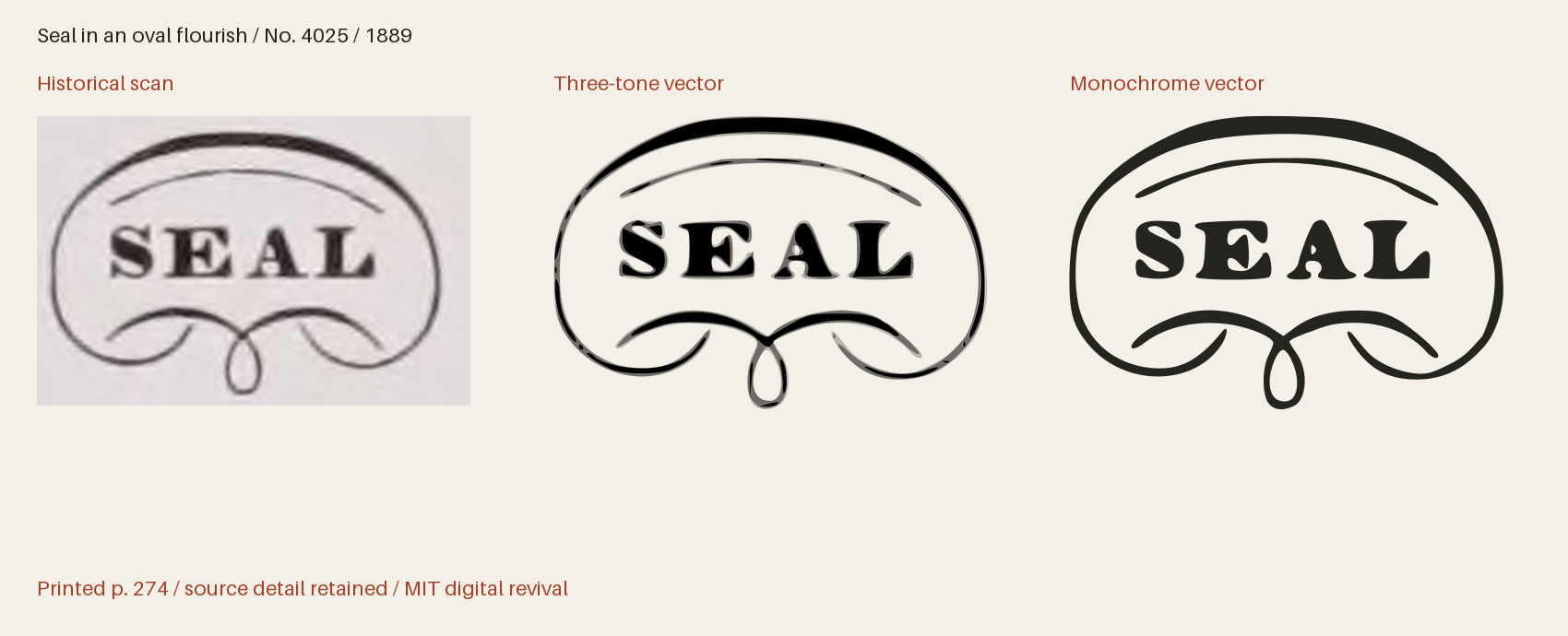 Historical scan beside the three-tone and monochrome vector revivals