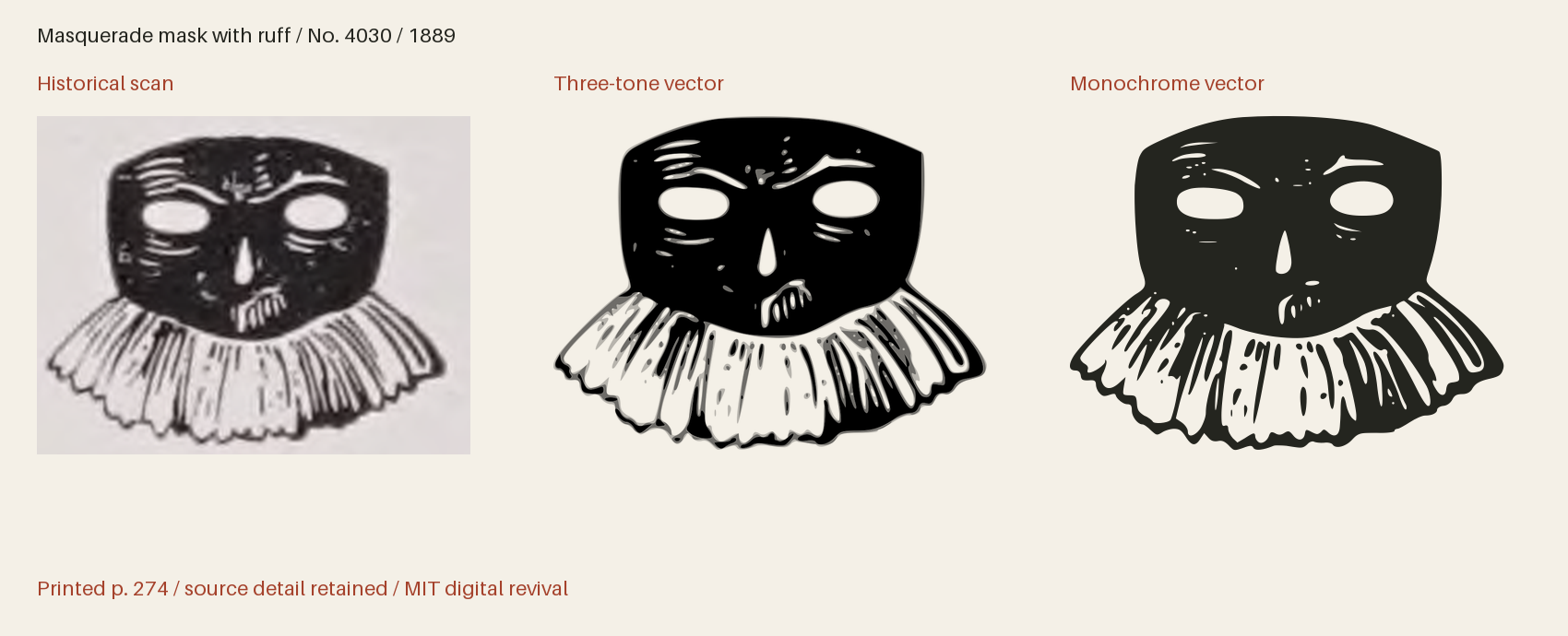 Historical scan beside the three-tone and monochrome vector revivals