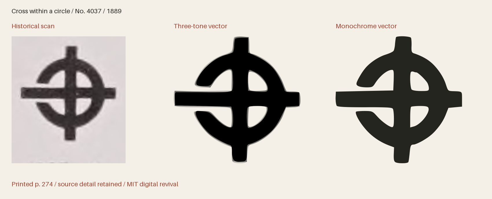 Historical scan beside the three-tone and monochrome vector revivals
