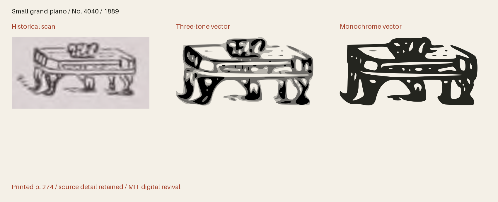 Historical scan beside the three-tone and monochrome vector revivals