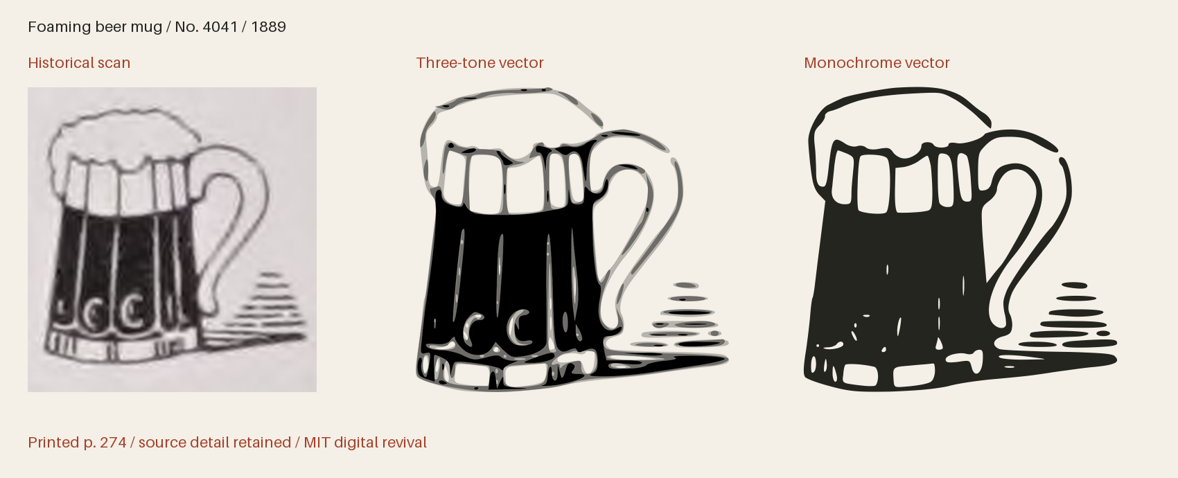 Historical scan beside the three-tone and monochrome vector revivals