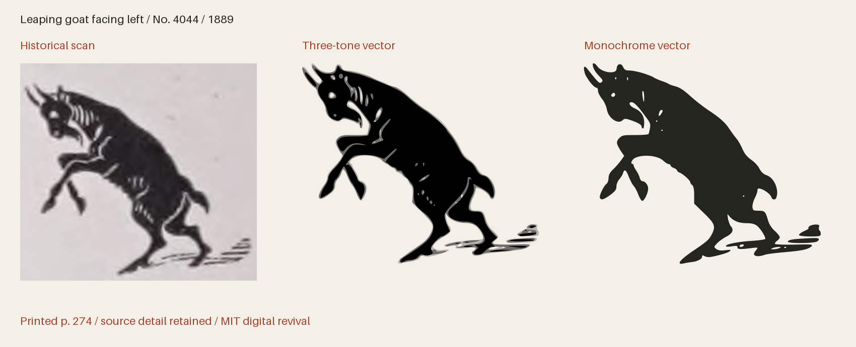 Historical scan beside the three-tone and monochrome vector revivals