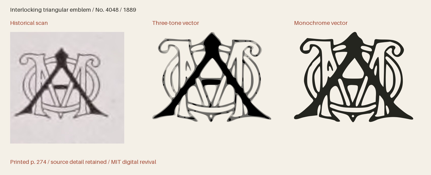Historical scan beside the three-tone and monochrome vector revivals