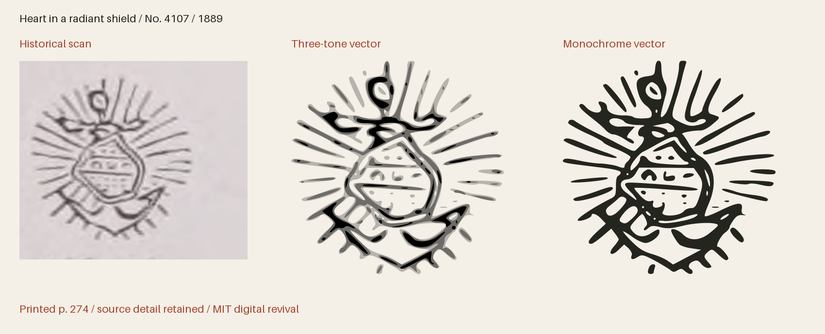 Historical scan beside the three-tone and monochrome vector revivals