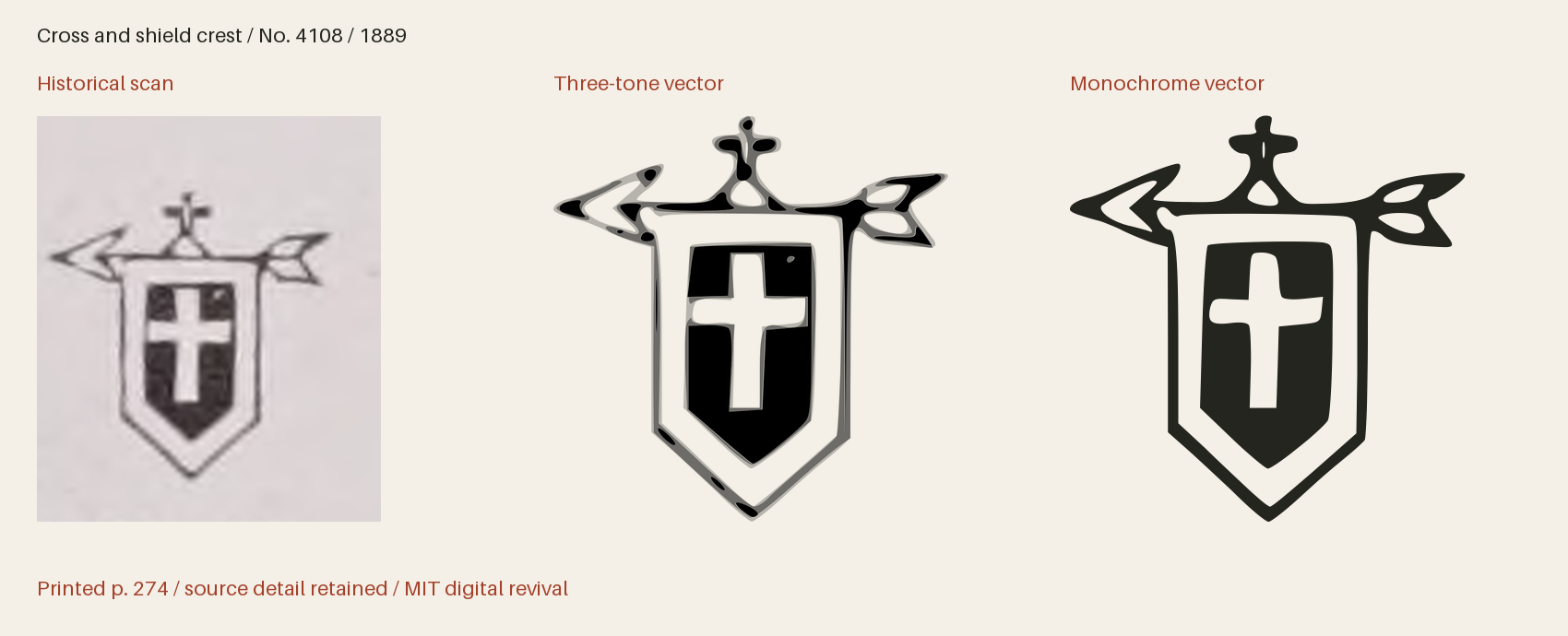 Historical scan beside the three-tone and monochrome vector revivals