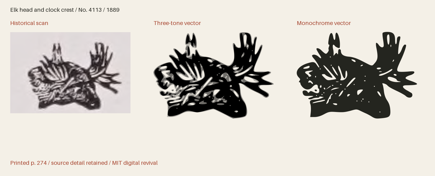 Historical scan beside the three-tone and monochrome vector revivals