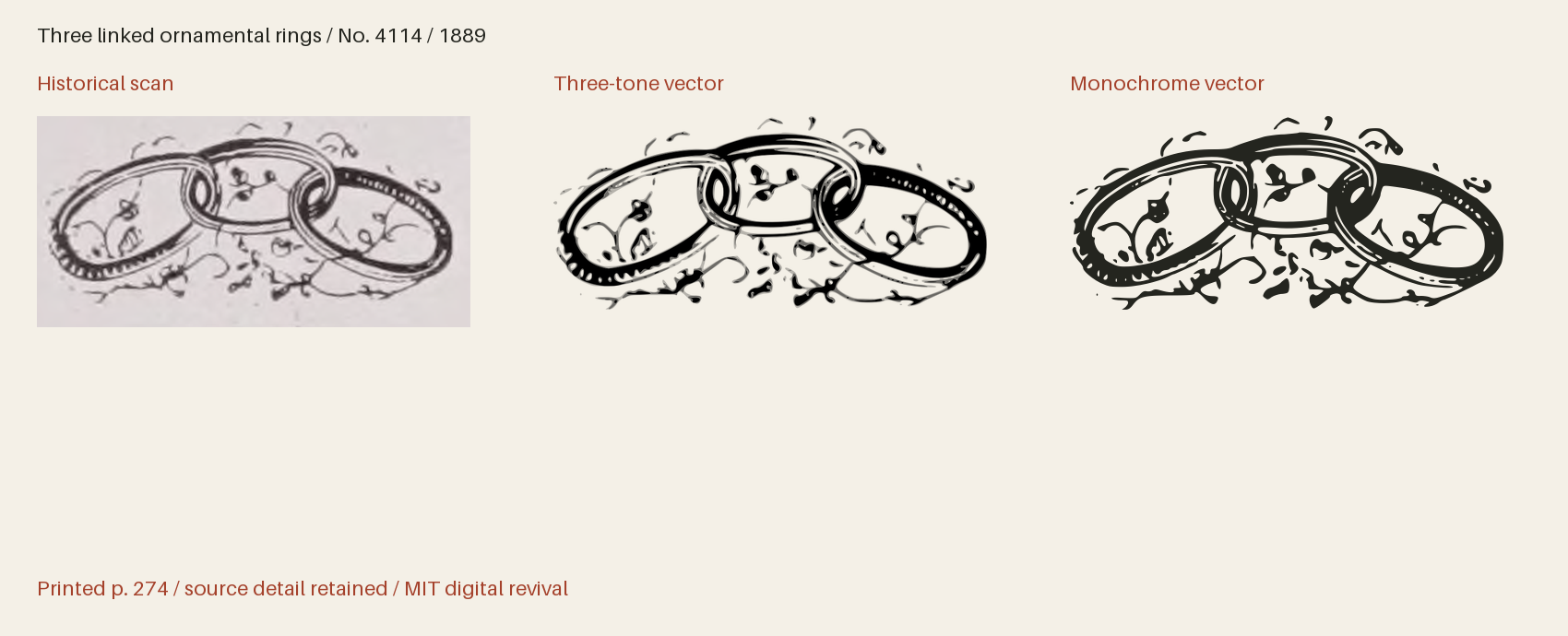Historical scan beside the three-tone and monochrome vector revivals