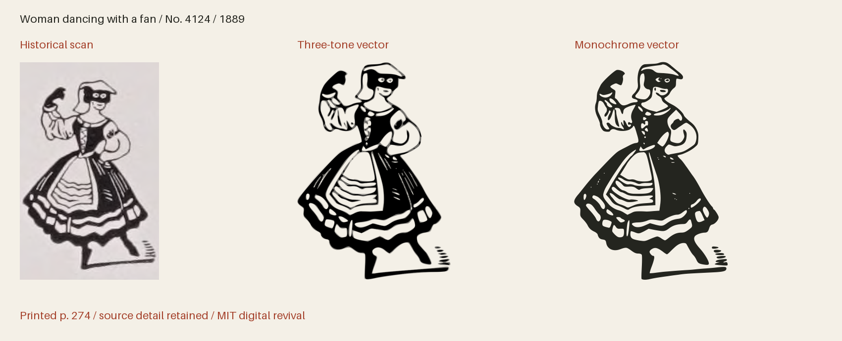 Historical scan beside the three-tone and monochrome vector revivals