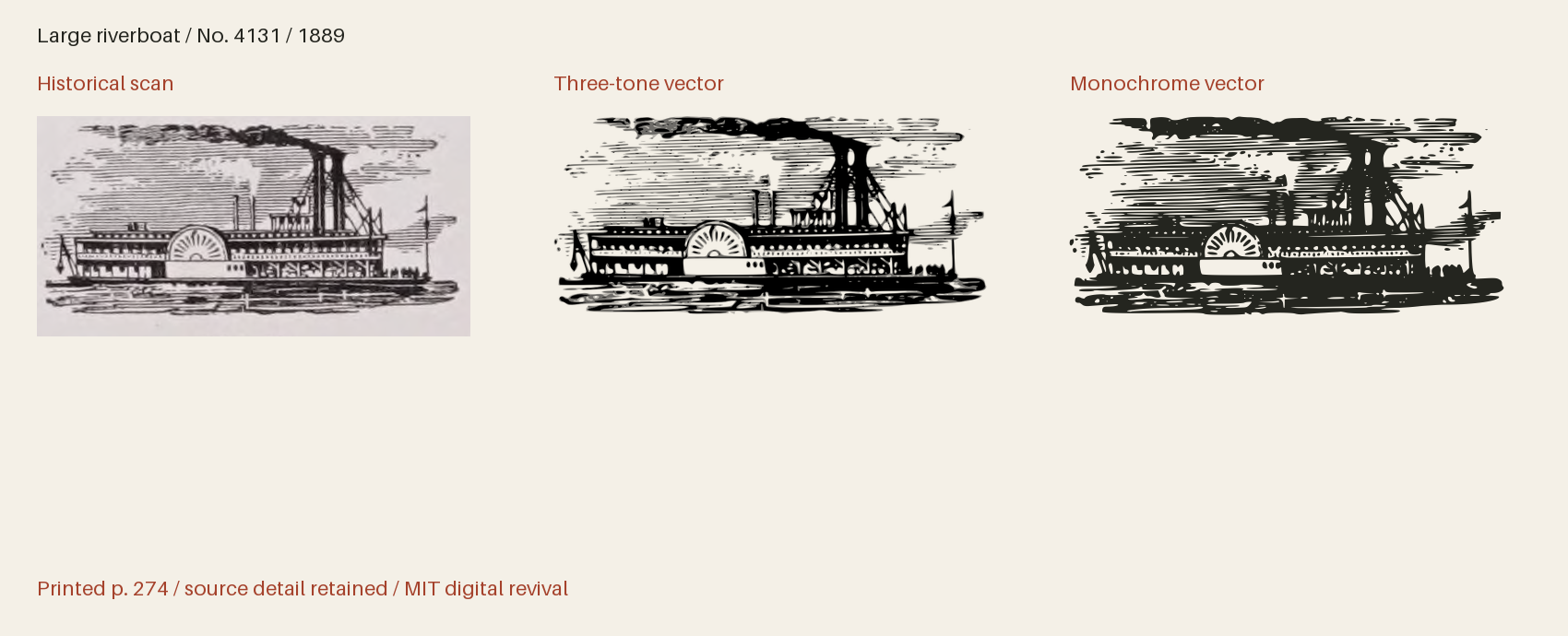 Historical scan beside the three-tone and monochrome vector revivals