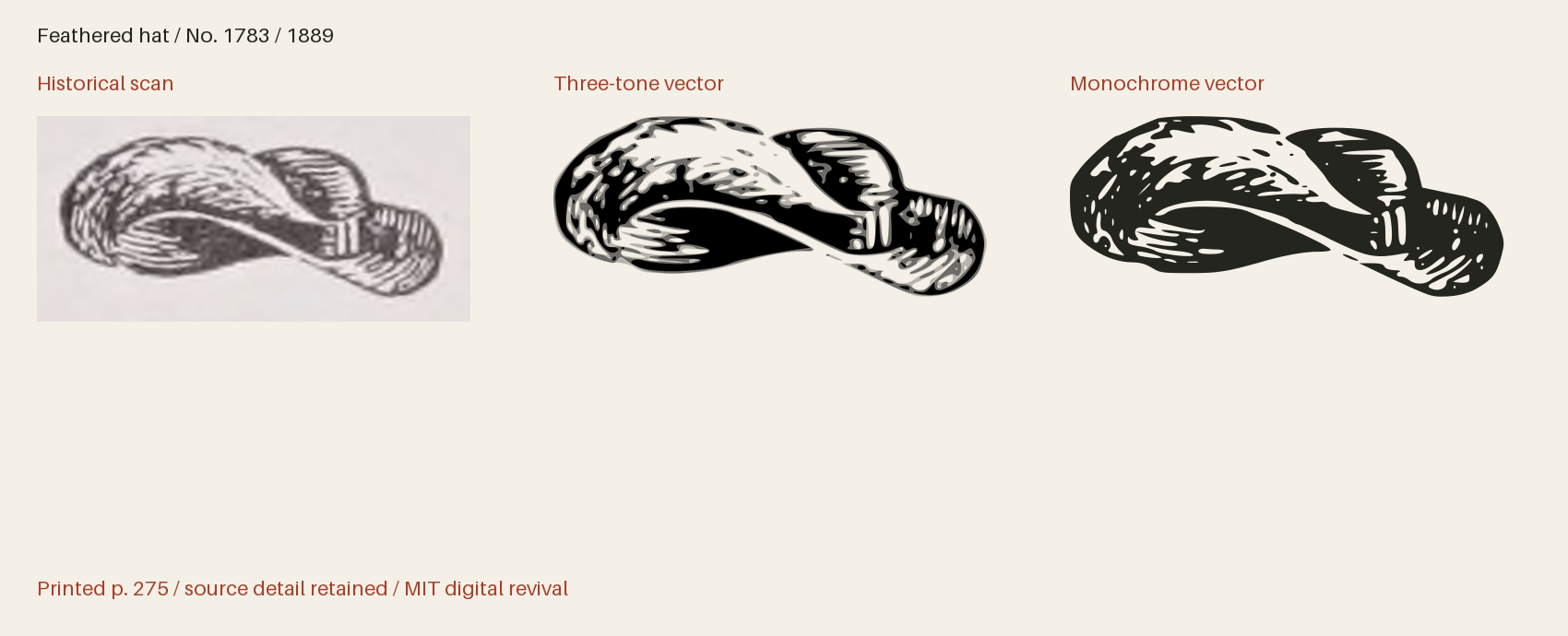 Historical scan beside the three-tone and monochrome vector revivals