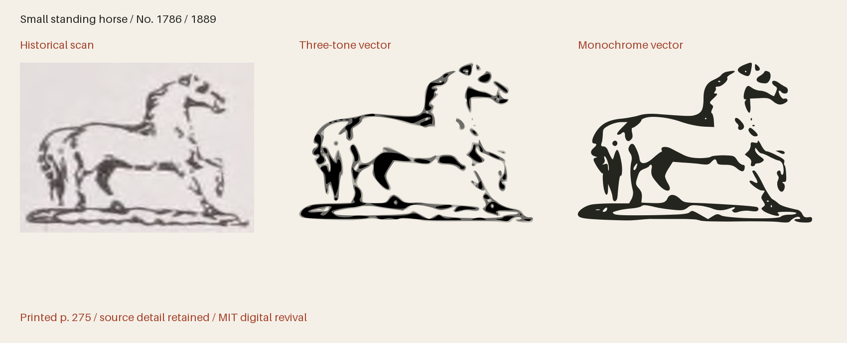 Historical scan beside the three-tone and monochrome vector revivals