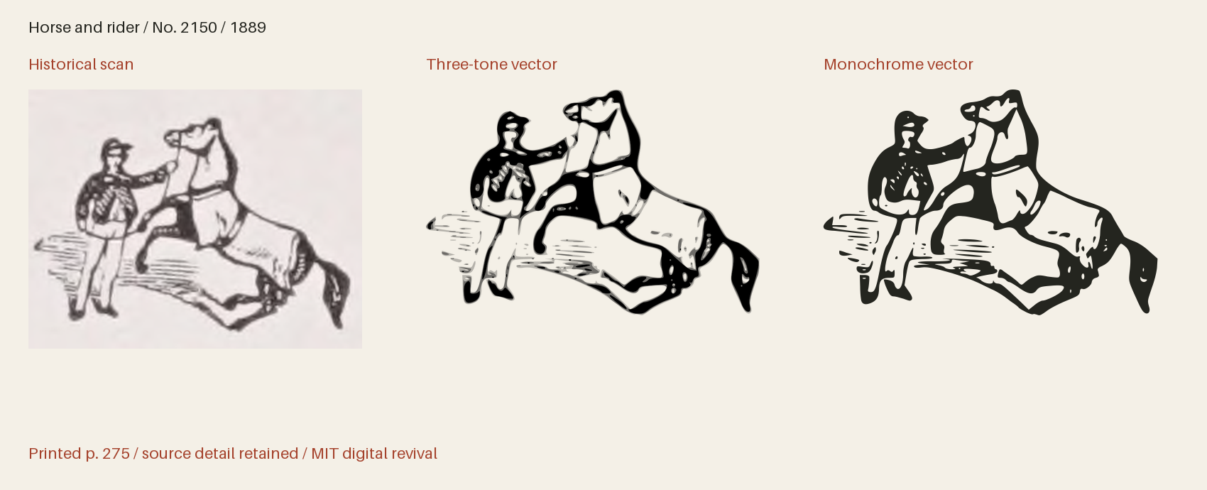 Historical scan beside the three-tone and monochrome vector revivals
