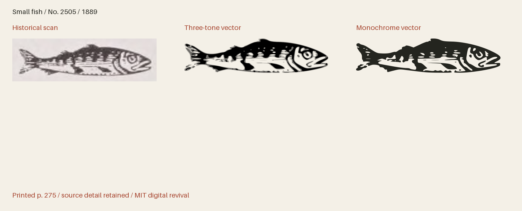 Historical scan beside the three-tone and monochrome vector revivals