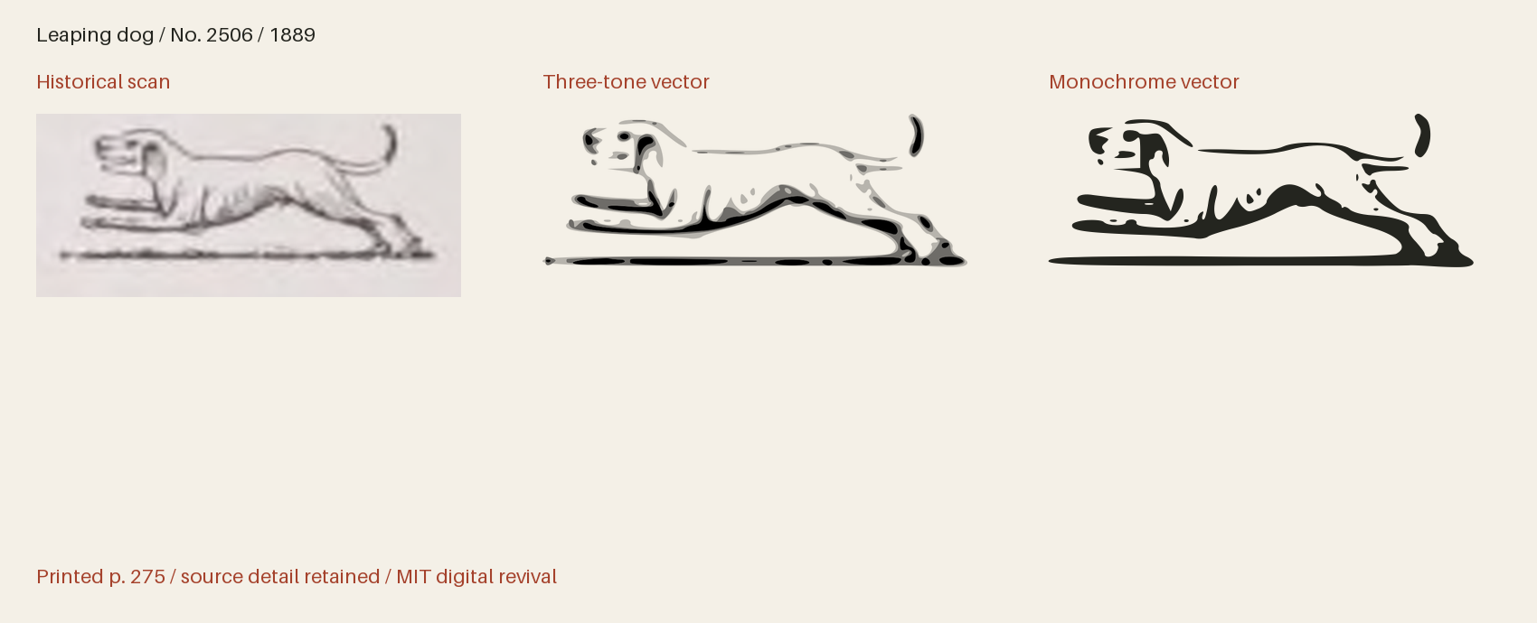 Historical scan beside the three-tone and monochrome vector revivals