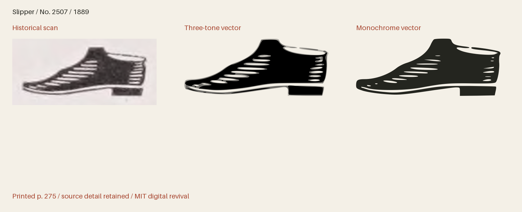 Historical scan beside the three-tone and monochrome vector revivals