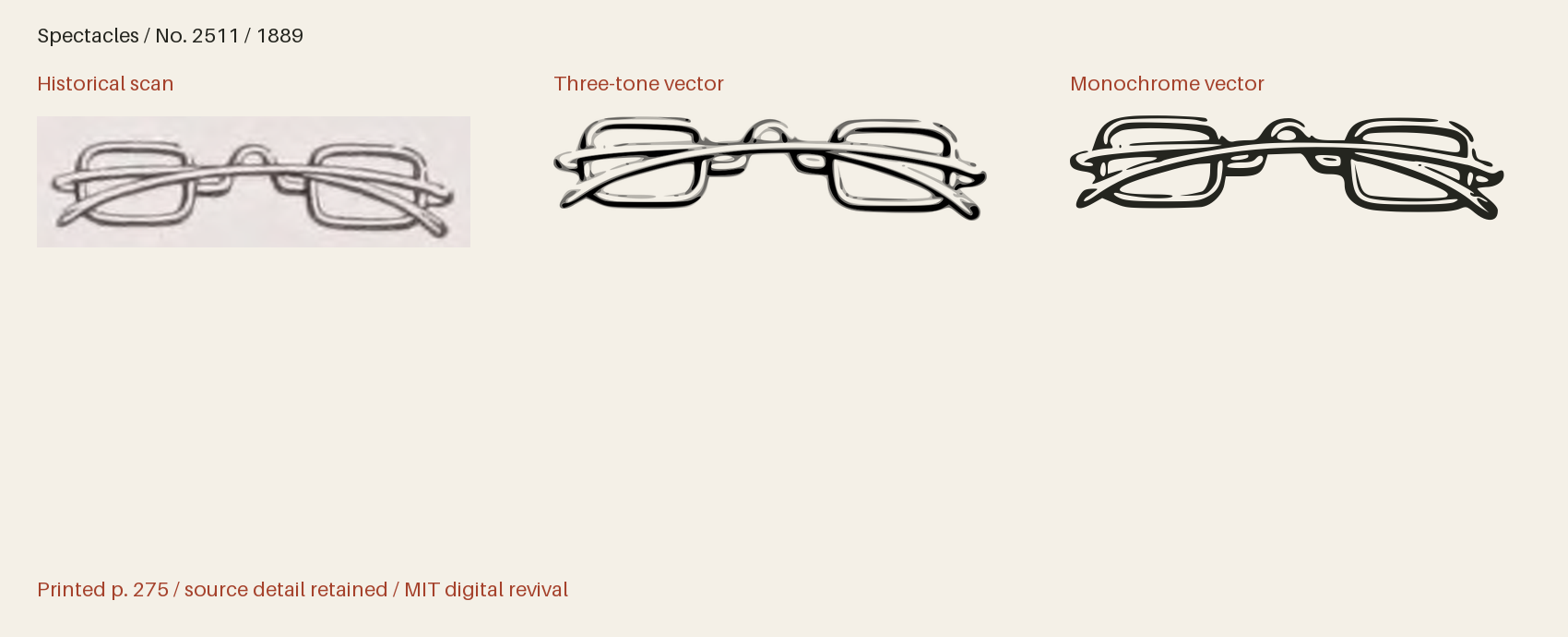 Historical scan beside the three-tone and monochrome vector revivals