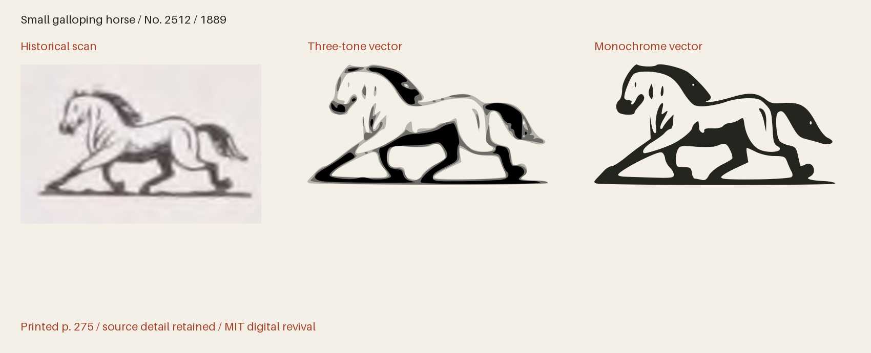 Historical scan beside the three-tone and monochrome vector revivals