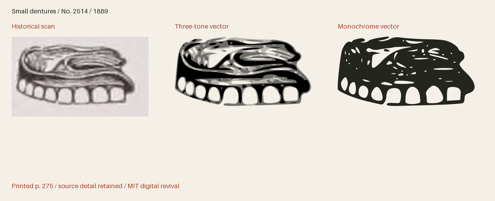 Historical scan beside the three-tone and monochrome vector revivals