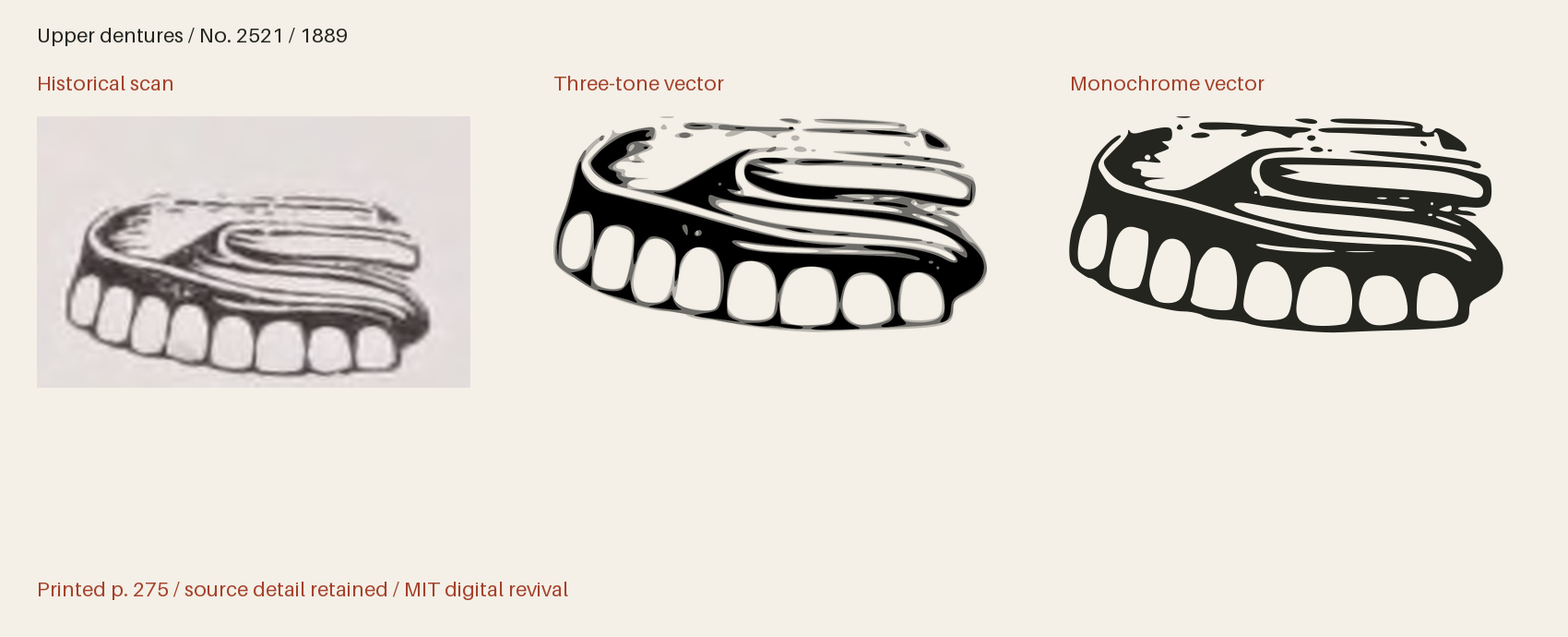 Historical scan beside the three-tone and monochrome vector revivals