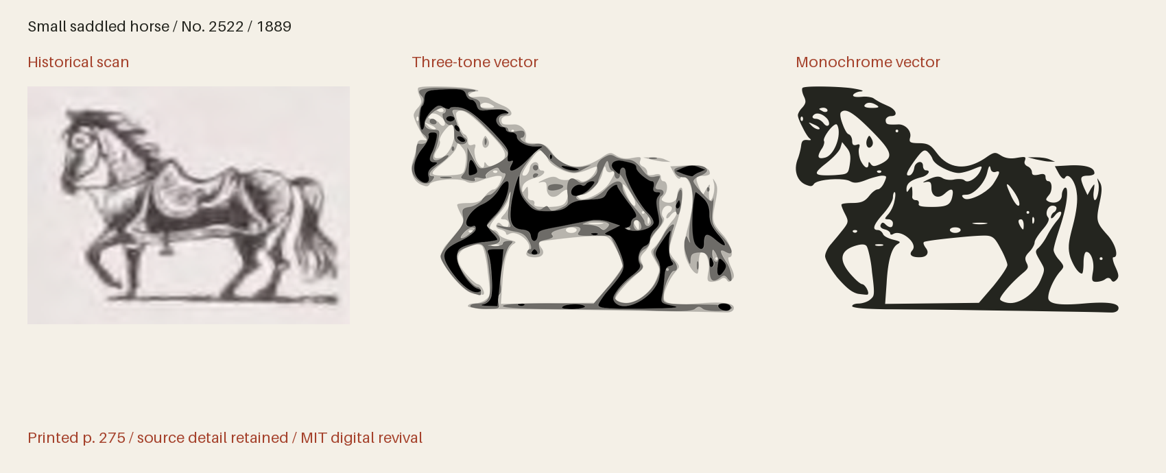 Historical scan beside the three-tone and monochrome vector revivals