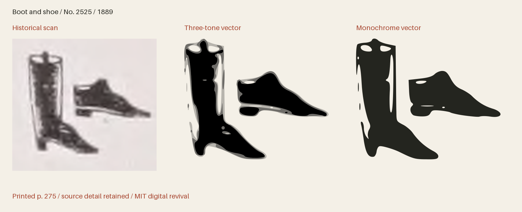 Historical scan beside the three-tone and monochrome vector revivals