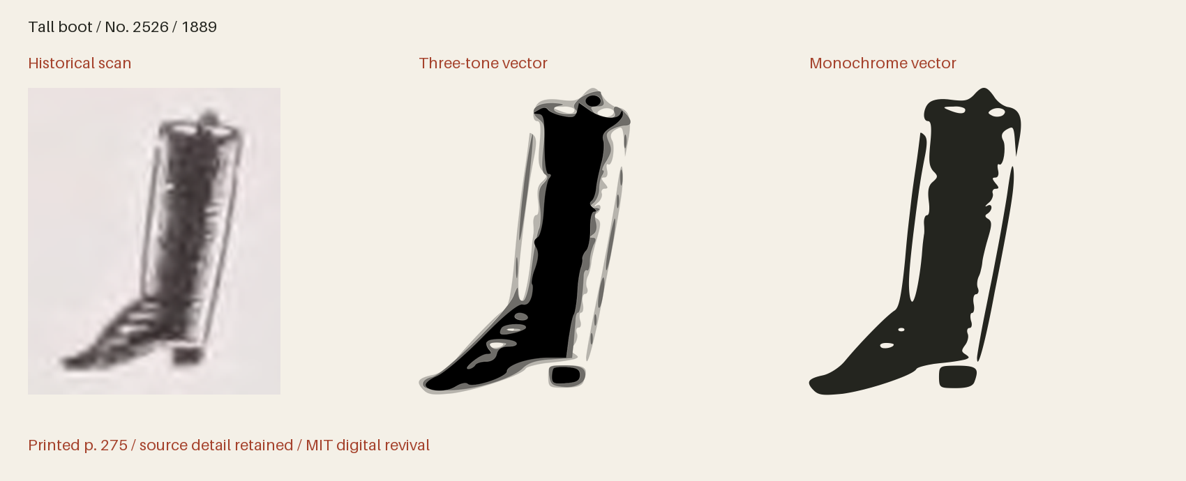 Historical scan beside the three-tone and monochrome vector revivals