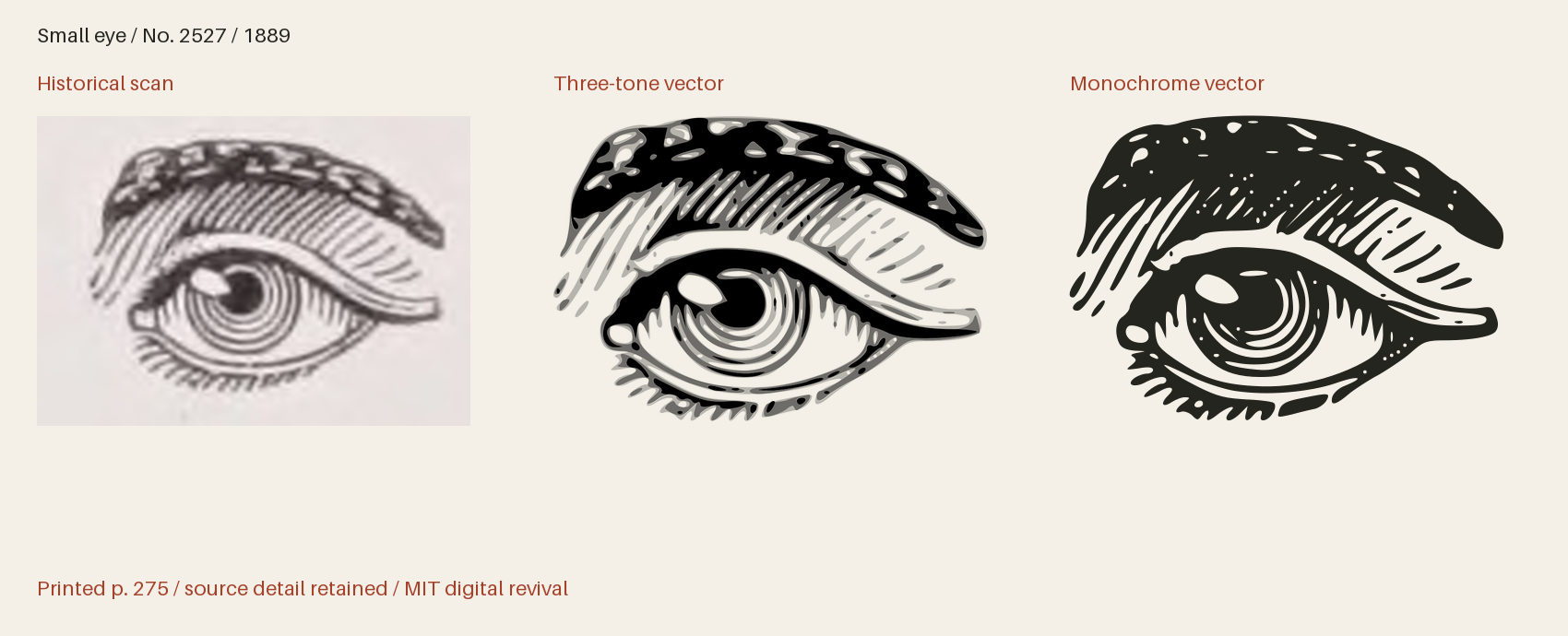 Historical scan beside the three-tone and monochrome vector revivals