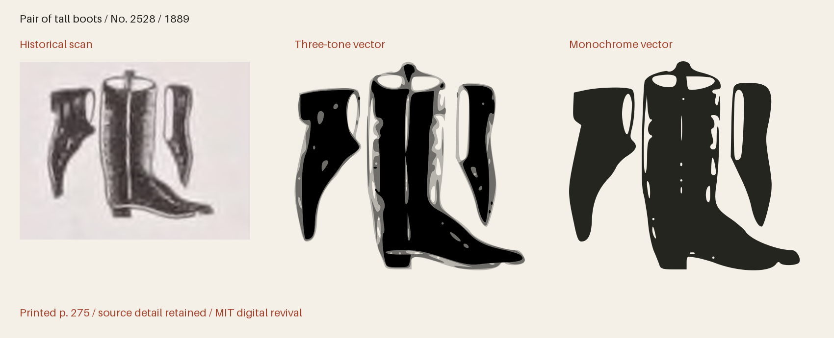 Historical scan beside the three-tone and monochrome vector revivals