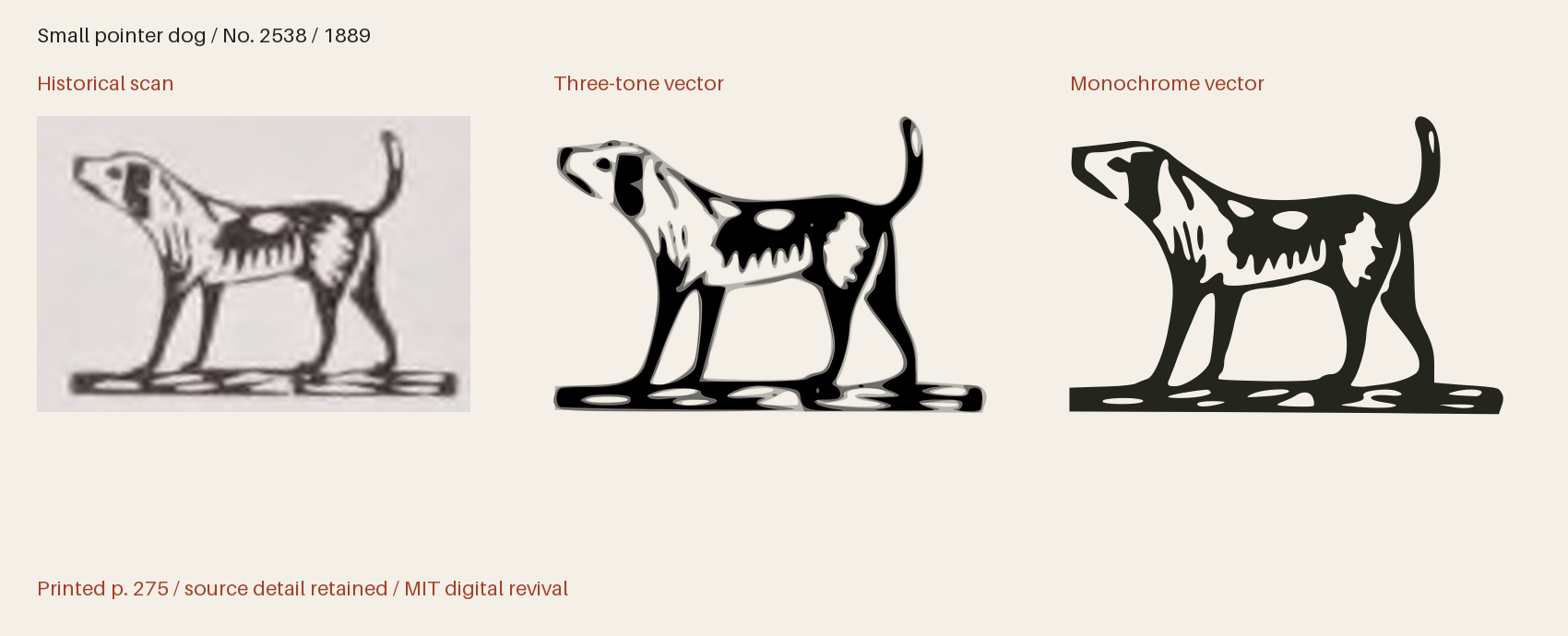 Historical scan beside the three-tone and monochrome vector revivals