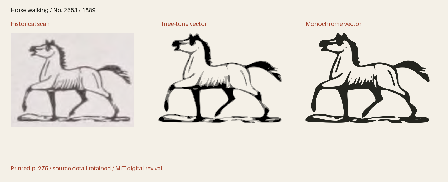 Historical scan beside the three-tone and monochrome vector revivals
