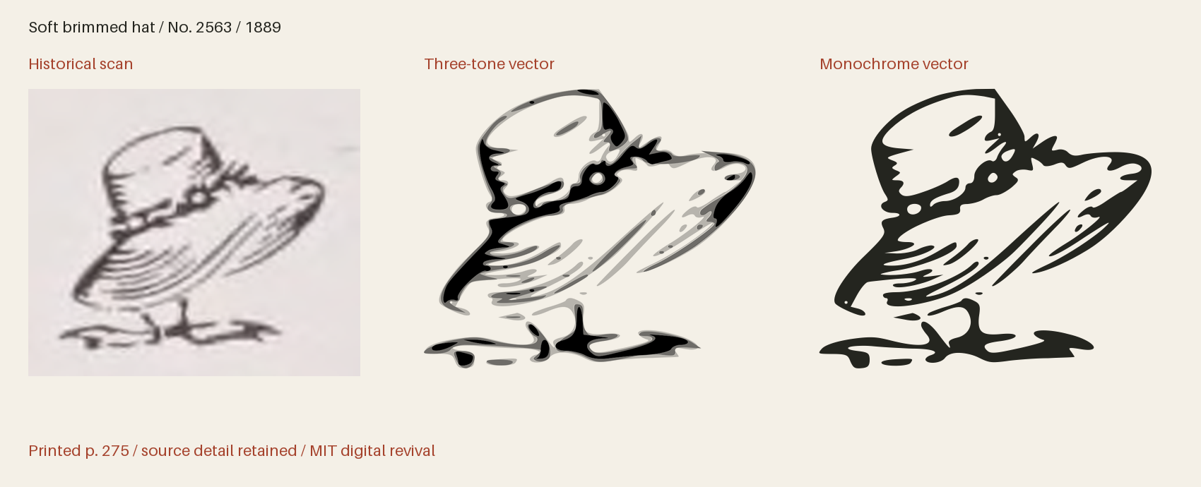 Historical scan beside the three-tone and monochrome vector revivals