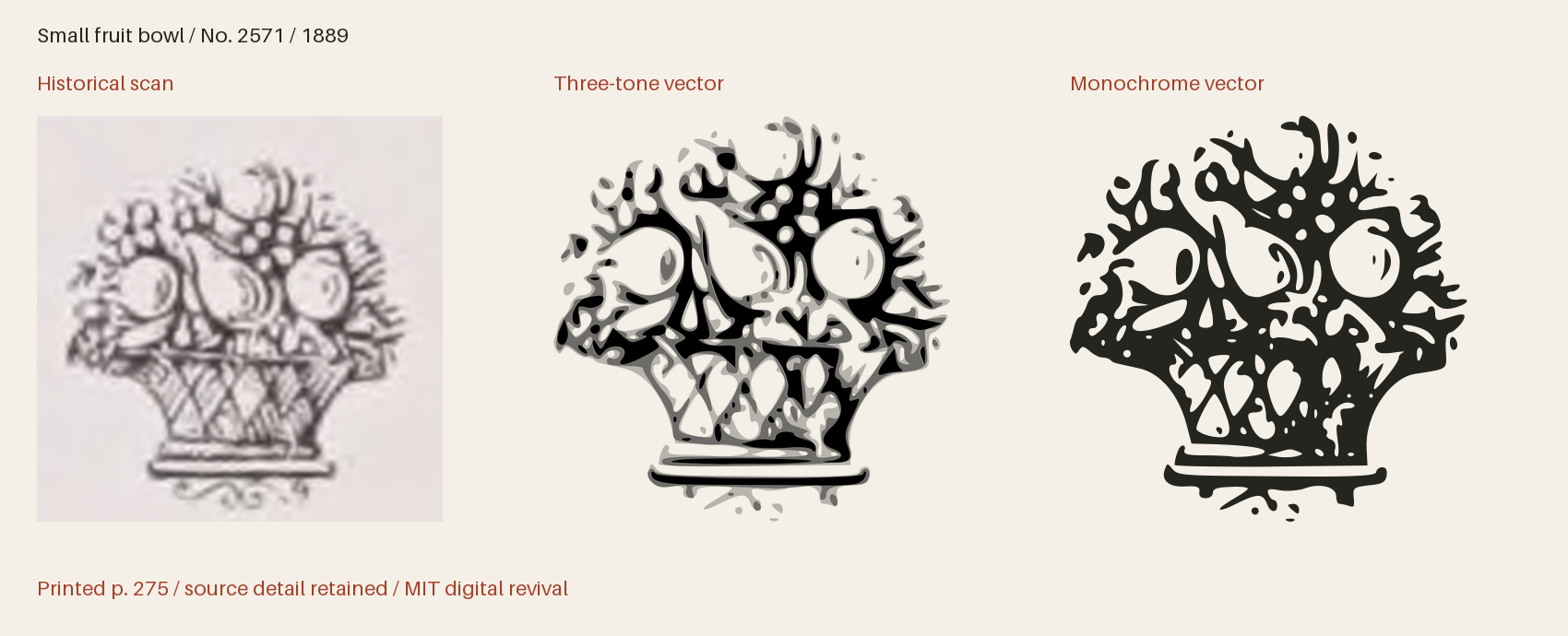 Historical scan beside the three-tone and monochrome vector revivals