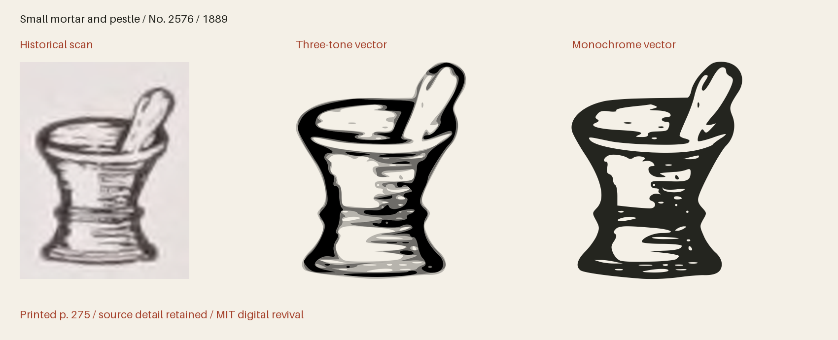 Historical scan beside the three-tone and monochrome vector revivals
