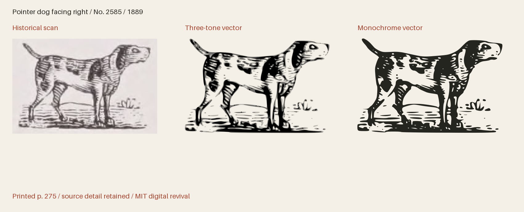 Historical scan beside the three-tone and monochrome vector revivals
